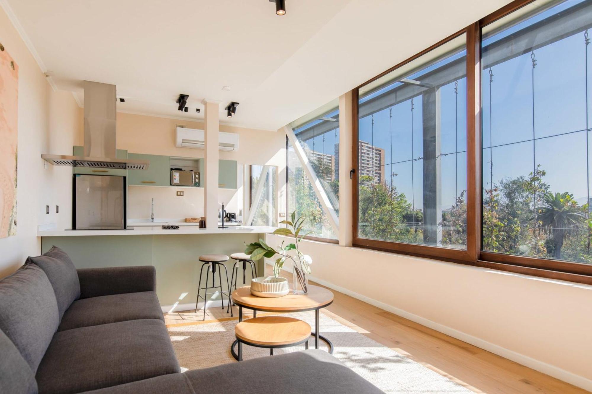 Hom I Moderno Y Comodo 2d2b Con Increible Vista Stgo Apartamento